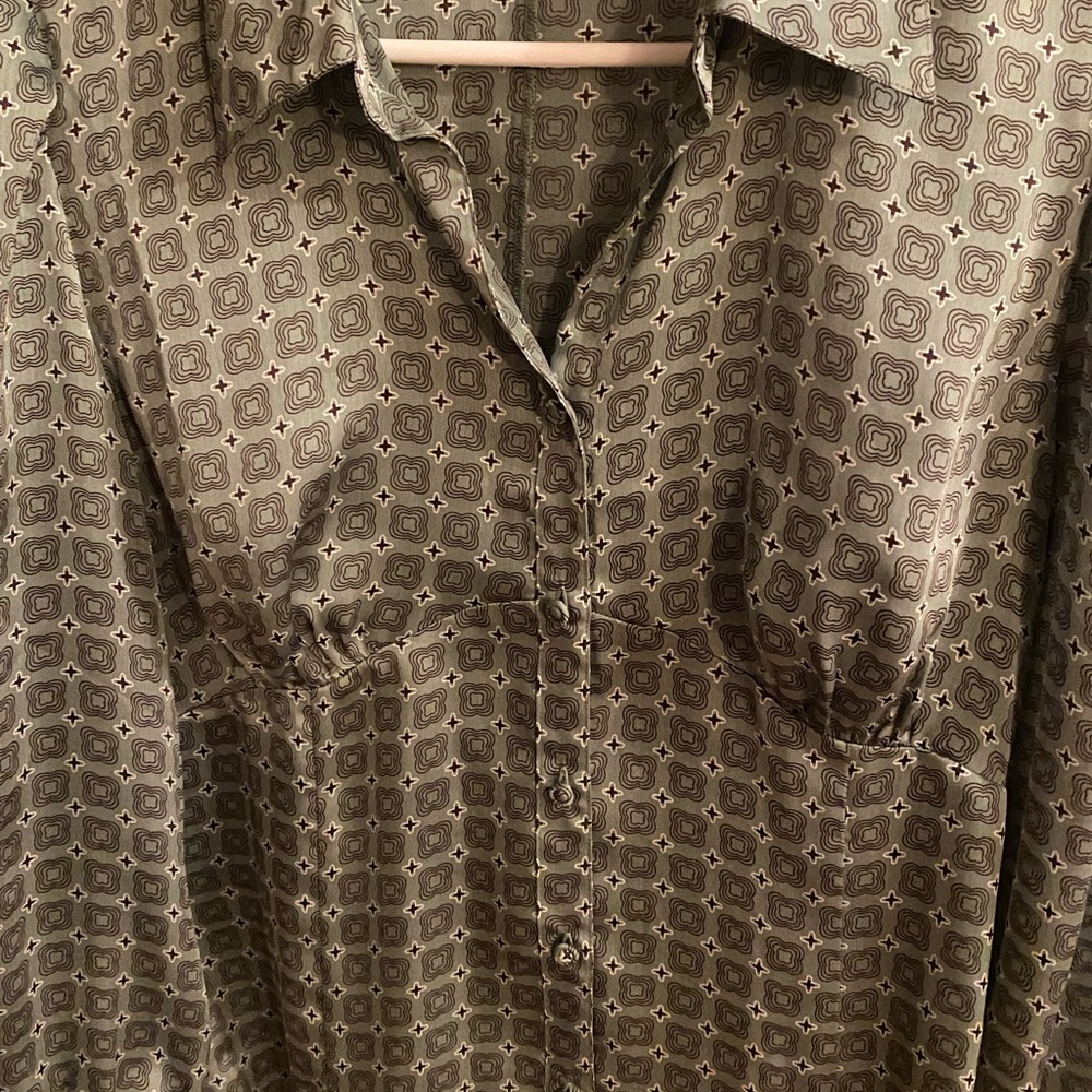 LOFT Sage Green Patterned Blouse